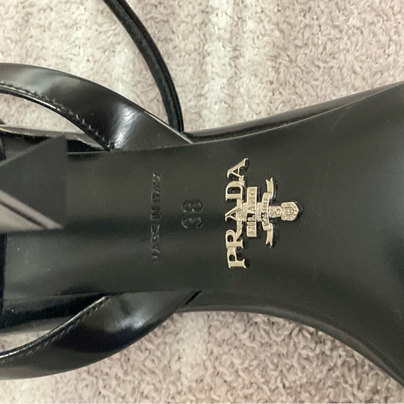 Prada Brushed leather sandals black heels size 38 - Picture 9 of 9